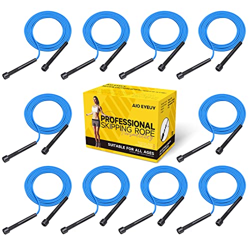 10 Pack Adjustable Jump Rope for Fitness and Exercise - PVC Skipping Rope for Men, Women and Teens - Tangle-Free for Keeping Fit, Training, Workout - color: 10Pack-Blue*10