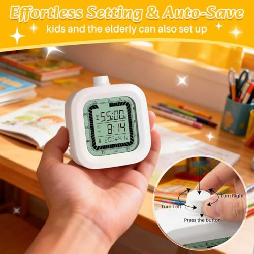 4 in 1 Visual Digital Visual Timer Battery Operation Alarm Clock with Humidity Temperature Monitor Magnetic Wall Mount Kitchen Study Timer for Classroom Office Bedroom Pink - color: Pink