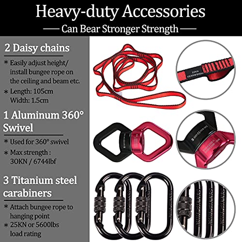 Dasking Heavy Bungee Resistance Band Set Gravity Yoga Bungee Cord Resistance Belt Set 4D Bungee Dance Rope Workout Fitness Home Gym Professional Training Equipment - size: WEIGHT CLASS-5:90KG