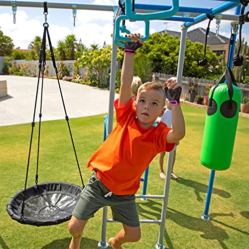 Luwint Kids Workout Gloves, Ventilated Grip Exercise Gloves for Boys and Girls Weightlifting Hanging Gym, Children 3-12 Years - color: Black, size: Medium
