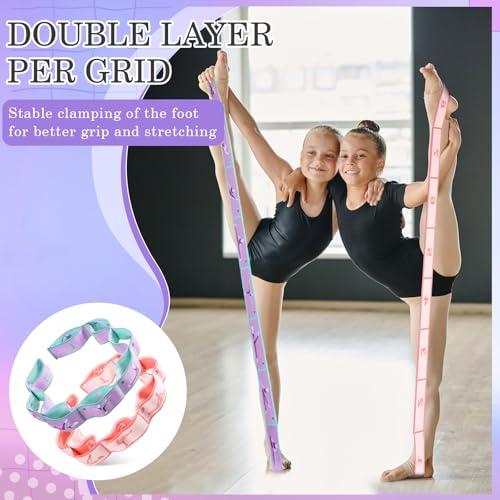 Stretch Strap for Kids Elastic Gymnastic Stretching Ballet Dance Band with 8 Loops Adjustable Exercise Training Resistance Strap for Children Stuff Pilates Latin Yoga Equipment - color: Purple and Pink
