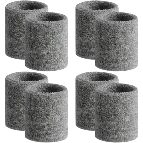 BEACE Sweatbands Sports Wristband for Men & Women -8pcs Moisture Wicking Athletic Cotton Terry Cloth Sweatband for Tennis, Basketball, Running, Gym, Working Out - color: 8G