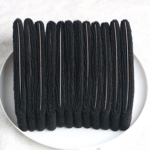 Cotton Sweatband Headbands,Pack of 12,Elastic Stretchy Sport Terry Cloth Sweat Bands,Yoga Workout Fitness Exercise Basketball Headband - color: 12pcs x black cotton sweatband headbands