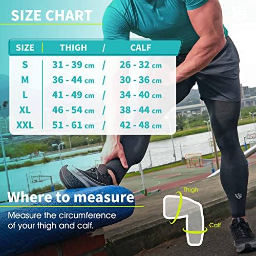 Vital Salveo Germanium & Carbon Recovery Full Leg Sleeve – Compression Leg Sleeve, Long Knee Sleeve for Arthritis, Basketball, Cycling, Football, Dark Grey (1 PC) Medium - color: grey, size: Medium (Pack of 1)