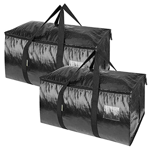 BALEINE 2-Pack Oversized Moving Bags with Reinforced Handles, Heavy-Duty Storage Tote for Clothes, Moving Supplies (Black, 2-Pack) - color: Black, size: 2-Pack