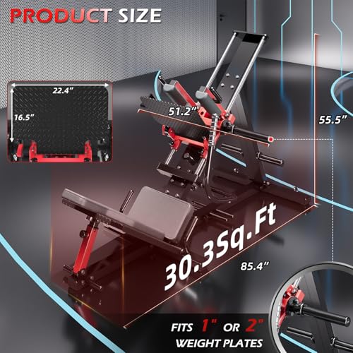 Hack Squat Leg Press Machine for Home Gym, 2-in-1 Adjustable Leg Exercise Workout Machine with Linear Bearing, Lower Body Workout Equipment with Weight Storage for Home