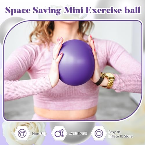 Sotiff 20 Pcs 9 Inch Pilates Ball Bulk Exercise Pilates Ball Mini Yoga Balls Therapy Core for Stability Barre Training Stretching Physical Posture Training Gym Workout with Inflation Tube - color: Purple
