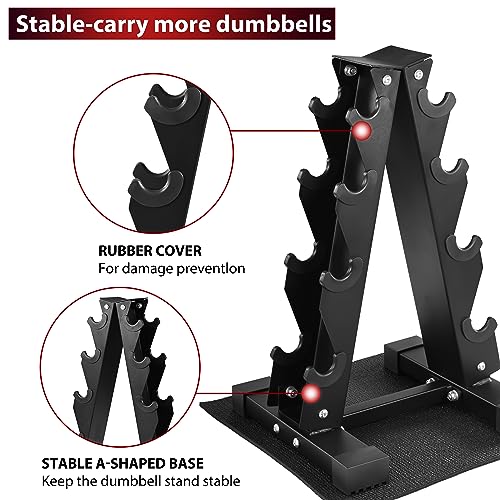Fitvids Rubber Coated Hex Dumbbell Set with Storage Rack, 100/150/200/550 LB Hand Weight Set with Anti-Slip Grip for Home Gym - size: 100LBS Dumbbell Set