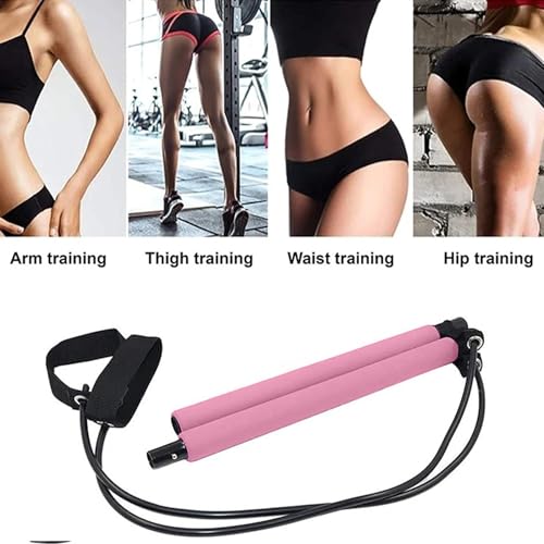 Stretched Fusion Pilates Bar Multifunctional Easy Installation Workout Bar | Elastic Portable for Home Gym, Travel, Pilates Workouts, Full Body Toning, Core Stability, Stretching, Resistance Band - color: Multicolor