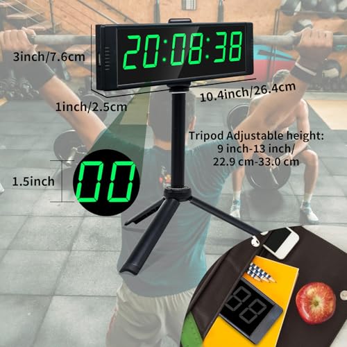 YZ Gym Timer Clock for Home Gym, Fitness Timer with Stopwatch, Large Digital Stopwatch Countdown Clock, 12/24H Digital Wall Clock, with Stand - style: battery (with stand)
