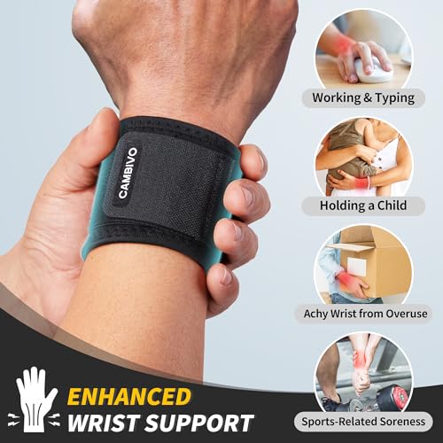 CAMBIVO 2 Pack Wrist Brace for Carpal Tunnel with wraps, Black | Wrist Support, Adjustable Wrist Wraps for Weightlifting, Tendonitis, Pain Relief, Sleeping, Night, Gym, Neoprene, Both Hands - color: Black