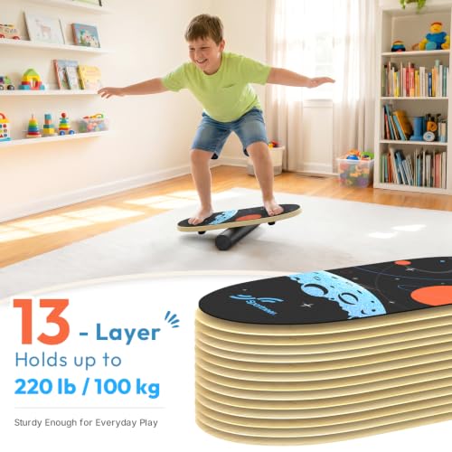 Sportneer Kids Balance Board, 4-Mode Adjustable Balance Trainer | Build for Kids, 4 Modes, Safe & Sturdy Wobble Board, Balance Trainer - color: Space Black