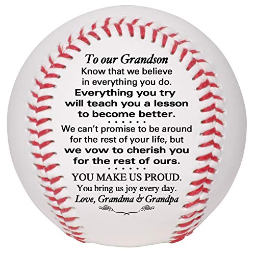 Grandson Baseball - to Our Grandson from Grandma & Grandpa - Grandson Baseball from Grandparents - Graduation Birthday Wedding Anniversary Keepsake