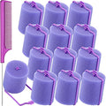 Syhood 12 Pcs Jumbo Foam Sponge Hair Rollers 1.89 Inch Soft Sleeping Curlers Flexible Large Foam Rollers and Rat Tail Comb for Hair Styling(Purple) - color: Purple
