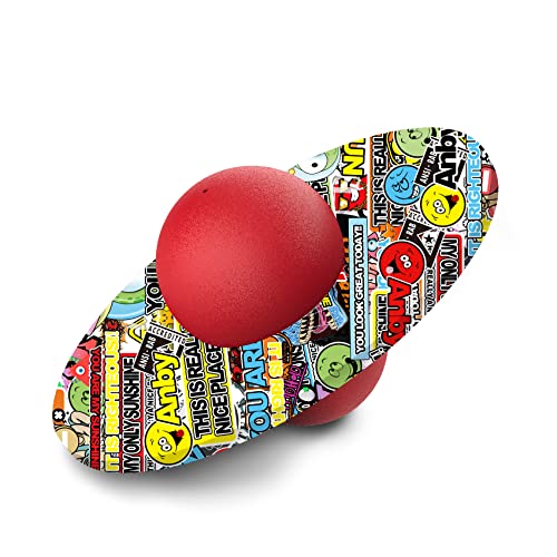 Pogo Ball for Kids & Adults Up to 200 lbs, Balance Toy for Indoor Outdoor | Balance Coordination Bounce Board Pop Ball Cool Fun Challenge Indoor Outdoor Toys Pogo Jumper Birthday Gifts for Boys Girls - color: red