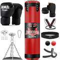 Punching Bag Set for Adults, 4FT Heavy Boxing Bag Set with 12 OZ Boxing Gloves, Suitable for MMA Karate Kickboxing Boxing Muay Thai Training at Home or Gym - Unfilled Heavy Bag - color: Red