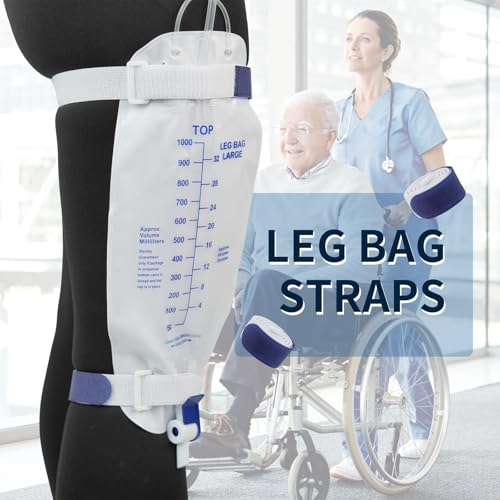 4 Packs Leg Bag Straps(Blue), Urine Drainage Bag Strap Catheter Leg Bag Straps with Soft Elastic Fabric Comfortable Silicone Grips for Men Women - color: Blue