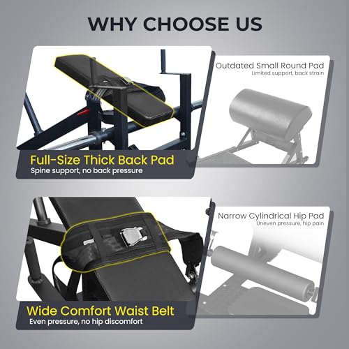 Hip Thrust Machine, Plate-Loaded Glute Bridge Machine, Heavy Duty Glute Builder for Home Gym,Butt Shaping and Building Glute Muscles Sports Training-Completely Upgraded - color: black