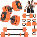 Rendpas Adjustable Dumbbell Set of 2 with Connector, 45/65/85 lbs Free Weights, 4-in-1 Barbell Kettlebell Push Up Stand Home Gym for Men Women - color: 65LB-orange