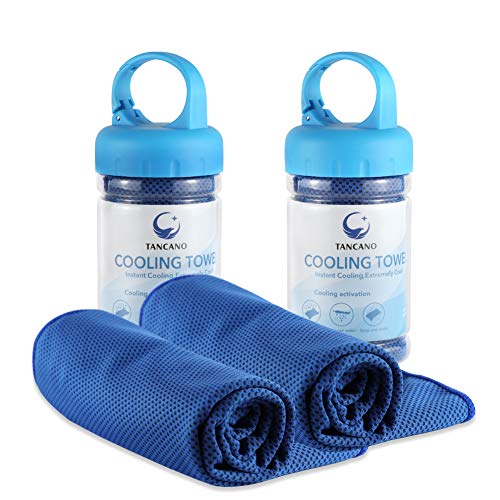 Sports Towel for Instant Cooling Relief Microfiber Towels for Golf Workout Swimming Gym Yoga Travel Camping Fitness 40"x12" Sweat Towel (S.Blue 2 Pack) - color: S.blue 2 Pack
