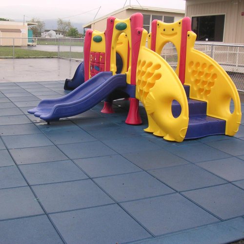 Rubber-Cal "Eco-Safety" Interlocking Playground Tiles - 2.50 x 19.5 x 19.5 inch - 4 Pack - 11 Square Feet Coverage - Black (04-126-CO-4pk)