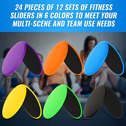 Wettarn 24 Pcs Core Sliders for Working Out Abdominal Exercise Gliding Discs Dual Sided Workout Disc Fitness Sliders Exercise Gear for Gym Floors Training Abdominal Core Strength - color: Multicolor