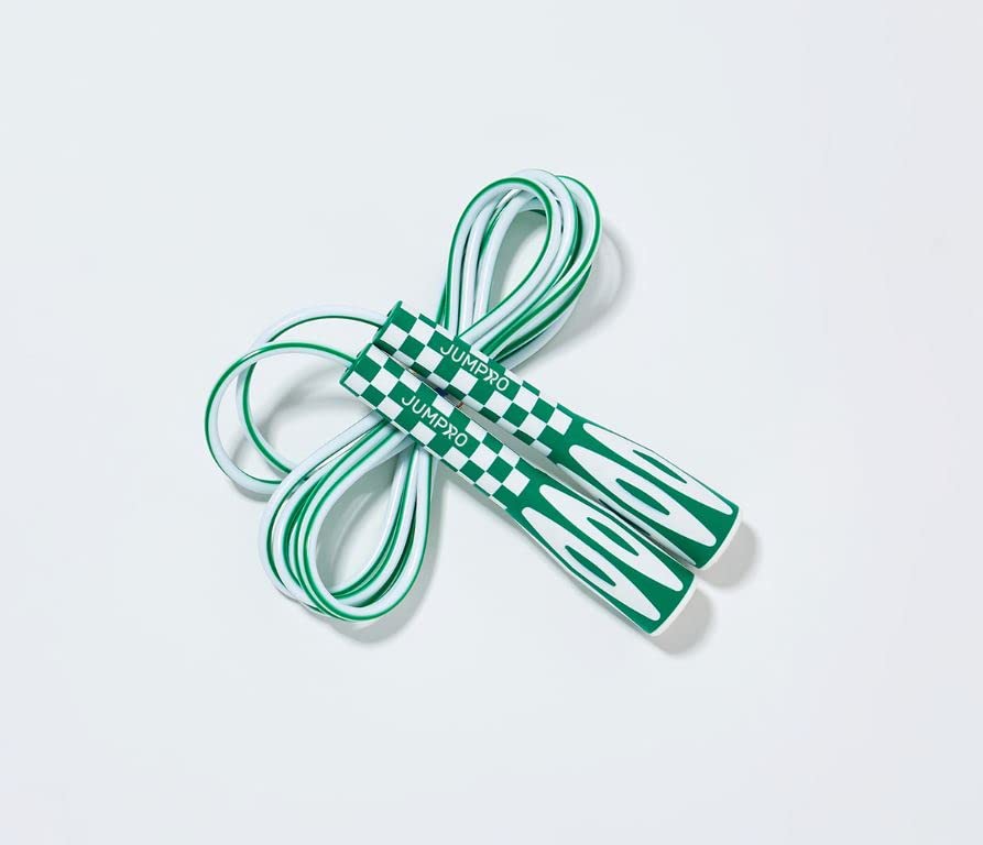 KSY Kids Jump Rope (Crystal Series) – Durable PVC Jump Rope for Kids Ages 6-12 – Lightweight, Adjustable, and Tangle-Free – Made in Korea - color: Green/White