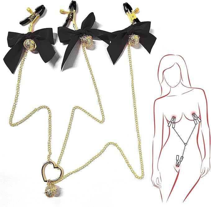 Nipple Clamps with Choker Set Adjustable Barbell Ring Bar Nipple Rings Body for Women,Non Piercing for Women Sexy Nipple Toys for Pressure for Adults Sweater FpT25q