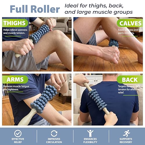 ONIPAX 3-in-1 Muscle Roller Stick - Adjustable Deep Tissue Massage Tool | 8-Gear Adjustable, POM Core, Portable for Neck, Back & Calf Relief - Ideal for Post-Workout Recovery & Muscle Tension Relief - color: Blue