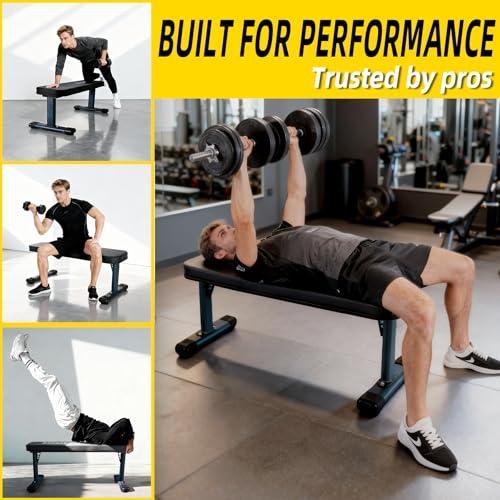 Flat Weight Bench, 2.4 Inch Thick Pad Workout Bench 660 LBS Bench Press Exercise Equipment for Home Gym Strength Weight Training - color: Black, size: 41 in Basic