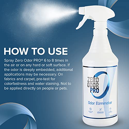Zero Odor Pro Commercial Strength Odor Eliminator, Room Deodorizer and Air Freshener, Trigger Spray, 32 oz, White/Blue - size: 32 Fl Oz (Pack of 1)