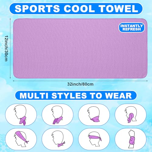 Shellwei 100 Pcs Cooling Towels Bulk 32 x 12 Inch Ice Towel Bulk Cooling Rag for Face and Neck Soft Breathable Microfiber Cloth Chilly Quick Cold for Gym Sport Golf Running Stay Cold (Macarons) - color: Macarons