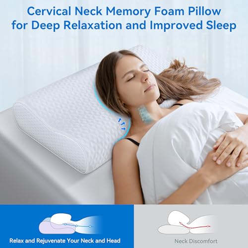 Cervical Neck Pillow King Size - Cooling Adjustable Sandwich Dynamic Memory Foam Pillows for Sleeping, Contour Pillow Ergonomic Orthopedic for Side, Back & Stomach Sleepers Soft, White - size: King Size 27.5"L x 15.7"W Soft
