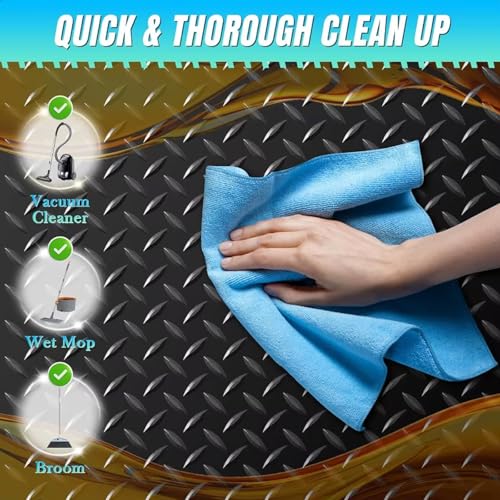 Heavy Duty Diamond-Plate Rubber Flooring Roll 4x12 FT, Multi-Purpose Waterproof Anti-Slip Floor Mat, Easy to Clean Under Equipment, Mats for Garage, Gym, Stable, Basement, Kennel - size: 4 ft x 12 ft x 0.1 in