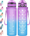 Enerbone 32 oz Drinking Water Bottle with Times to Drink and Straw, Motivational with Carrying Strap, Leakproof BPA & Toxic Free, Ensure You Drink Enough Water for Fitness Gym Outdoor - color: Purple Blue