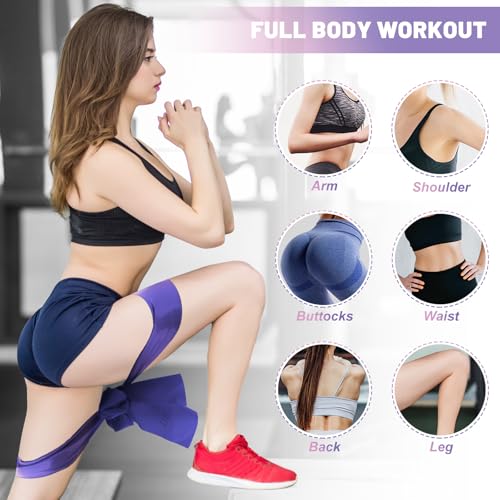 5 Pcs Resistance Bands, Professional Exercise Bands Elastic Stretch Bands for Fitness Yoga Pilates Stretching Strength Training, Workout Bands for Women and Men Home Gym - color: Gradient purple, size: 1.5m