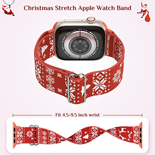 LETOID Stretchy Bands for Apple Watch Band Women Men Adjustable Solo Loop | Skin-Friendly Elastic Nylon Replacement Strap, iWatch Series 11 10 9 8 7 6 5 4 3 2 1 SE Ultra 49 46 45 44 42 41 40 38mm - color: Christmas: Socks, Snowflakes, Starry Sky, size: 38