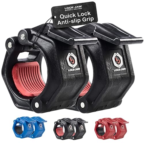 Lock-Jaw OLY 2 Barbell Collars Olympic Barbell Clamps 2 Pcs – Heavy Duty Bar Clamps for 2” & 50mm Olympic Bars – Secure Weight Bar Clamps for Strength Training & Home Gym Accessories – Quick Release - color: Black