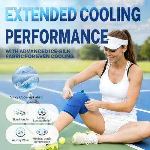 Knee Ice Pack Wrap Sleeve Thickened Core for Knee Pain, Targeted Swelling Relief During Recovery, Soft Flexible Gel, No Slip Compression Fit, Reusable Hot Cold Therapy for Post Activity, L - size: L