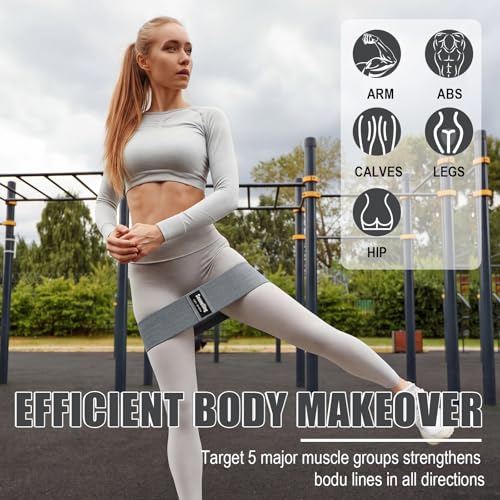 Seenelling 36 Pcs Fabric Resistance Bands for Working Out Non Slip Stretch Exercise Bands Bulk for Women Men Home Gym, Pilates, Yoga, Booty, Leg Training - color: Gray, style: Heavy Resistance