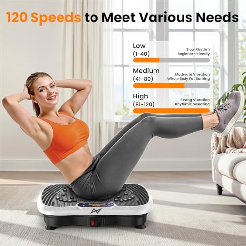 AXV Vibration Plate Fitness Platform Exercise Machine Vibrating Shaking Full Body Shaker Workout Vibrate Stand Shake Board Sport for Weight Loss Fat Burner for Gym Home Office - color: BT.PRO.WHITE