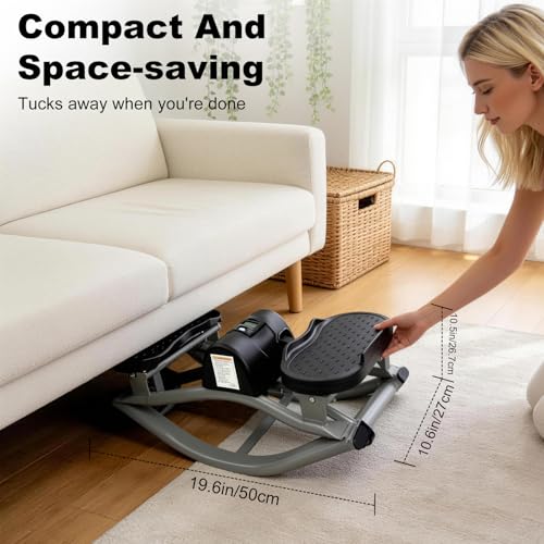 Rock Stepper Machine for Home Workout, 3D Lateral Rocking Fitness Stepper with 300lb Weight Capacity, Mini Stepper with Resistance Bands & LCD Monitor, Quiet Cardio Training Equipment