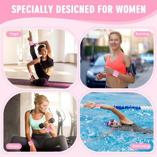 Wrist Weights Set of 2, Wearable Wrist Ankle Weights for Women & Men, Silicone Weighted Bangles Adjustable Arm and Leg Weights for Walking Yoga Pilates Running Dance Gym 2lb - color: Pink