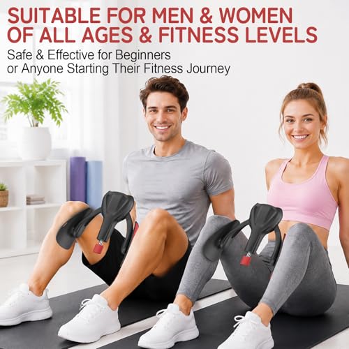 Pelvic Floor Exercise Devices 77 lb Adjustable Kegel Inner Thigh Exerciser and Hip Trainer Workout Equipment for Home Postpartum Recovery Women Men, with Band - color: Black