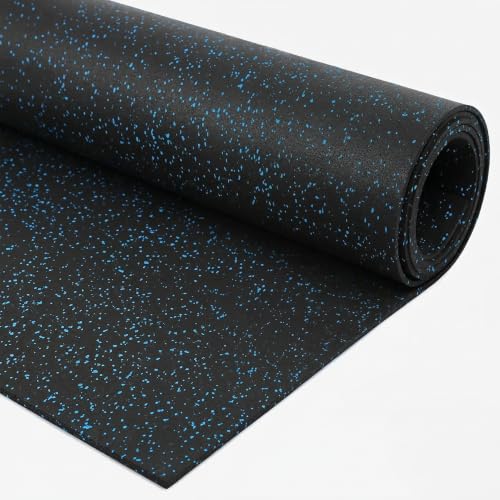Flooring Inc's 1/4" Thick Tough Rubber Flooring Roll | Flexible Recycled Rubber Floor Mats for Home Gym | Heavy Duty Rubber Mat for Home Gyms, Sheds, Horse Stall Mat or Trailer - color: Blue, size: 180"L x 48"W x 0.3"Th