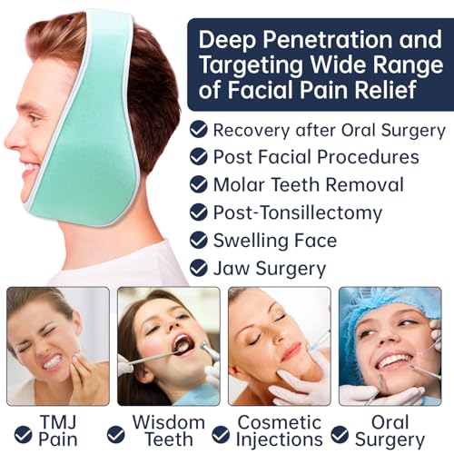 ZNÖCUETÖD Wisdom Teeth Ice Pack Face Head Wrap for Wisdom Teeth Removal Toothache Pain Relief, TMJ, Jaw Ice for Face Oral Surgery, Dental Implant with 4 Reusable Hot Cold Gel Packs (Mint Green) - color: Mint Green