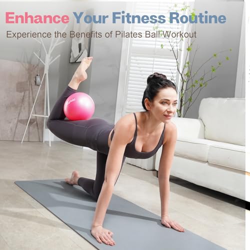 kisnbld Small Exercise Ball, 9 Inch Mini Pilates Ball, Anti Burst and Slip Resistant Mini Yoga Ball for Stability, Fitness, Physical Therapy, Stretching & Core Strength Workout at Home Gym & Office - color: 1Hot Pink