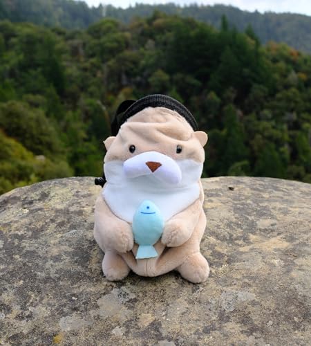 Rock Climbing Chalk Bag – Cute Plush Chalk Bag for Bouldering, Gym, Indoor & Outdoor Climbing – Drawstring Closure, Adjustable Waist Belt – Fun Character Design for Climbers - color: Baby Otter