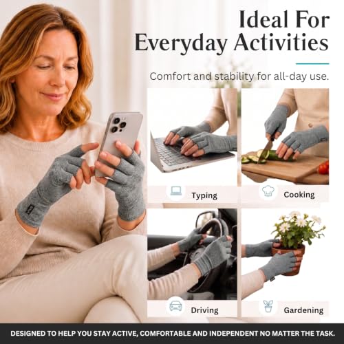 Vive Arthritis Gloves - Men, Women Rheumatoid Compression Hand Glove for Osteoarthritis- Arthritic Joint Pain Relief - Carpal Tunnel Wrist Support - Open Finger, Fingerless Thumb for Computer Typing | Osteoarthritis- Arthritic Joint Pain Relief - Carpal T