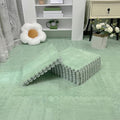 Thickened Soft Plush Foam Interlocking Floor Carpet Mat, 24 Pcs 12x12x0.4 Inch Fluffy Square Puzzle Foam Carpet Tiles with Edgings(Color:Green 2) - color: Green 2